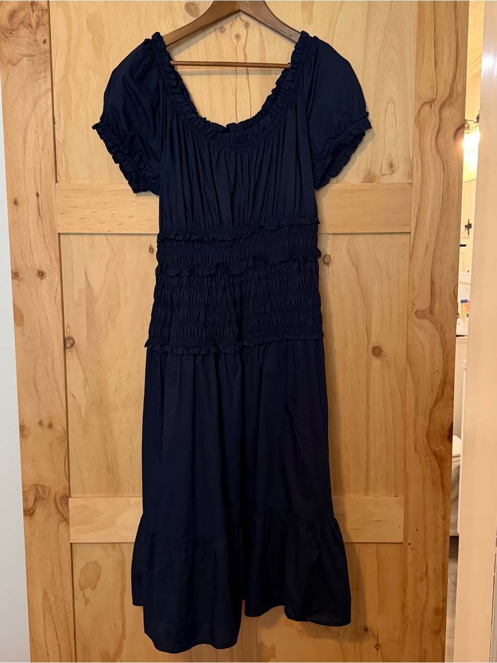 Time and Tru Navy Smocked Midi Dress - Women's Navy Dress size large